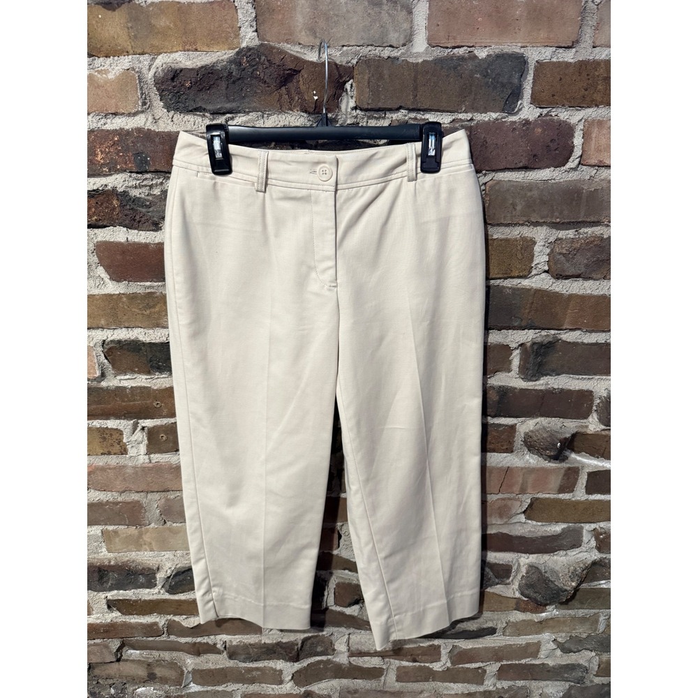 Rafaella Cropped Trousers Womens 6 Beige Old Money Minimalist Easy Care Pants